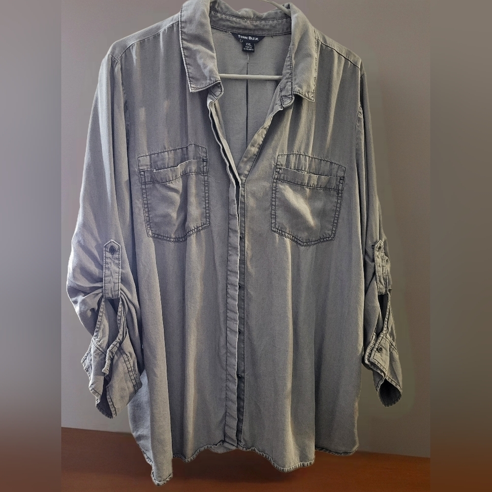 Terre BLUE Casual Gray Button Down Shirt